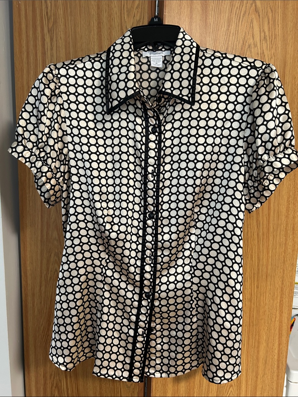 Dress Barn Black & Cream Polka Dot Button-Up Blouse